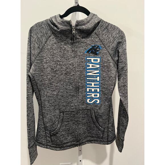 NFL TEAM APPAREL Jackets & Blazers - NFL Team Apparel Women’s Carolina Panther Zip Front Fitted Hoodie SZ Small Gray